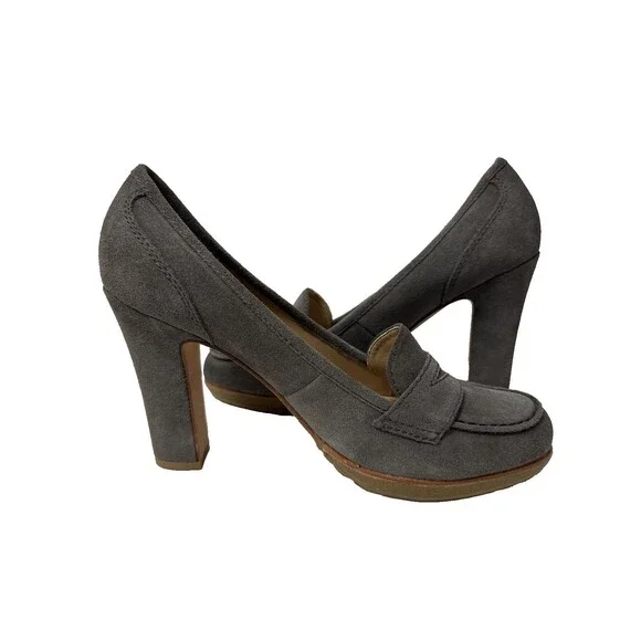 Talbots Corrine Women’s Suede Loafer Pumps Block Heel Size 8M Gray - Picture 2 of 16